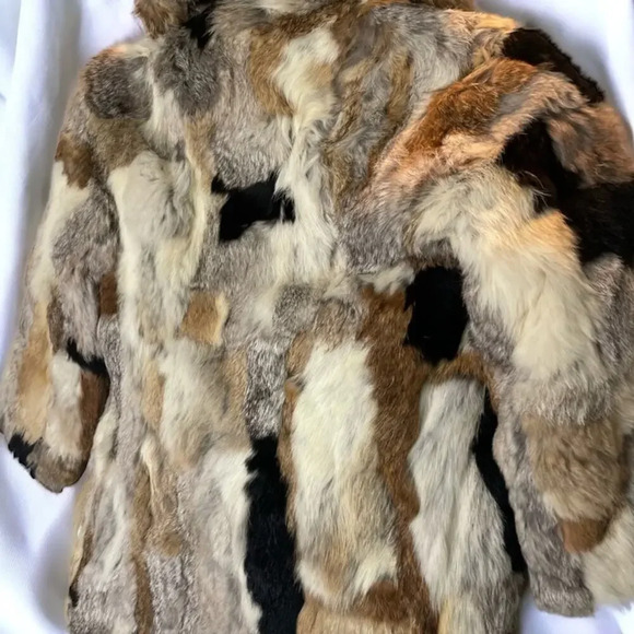LIL’ BIRDS OF CA Vintage 1950s 1960s Patchwork Fur Hooded Jacket Coat - Picture 4 of 7